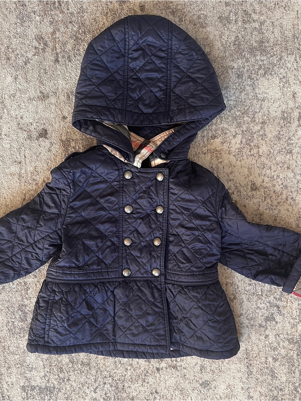 Burberry Navy Quilted Hooded Puffer Jacket